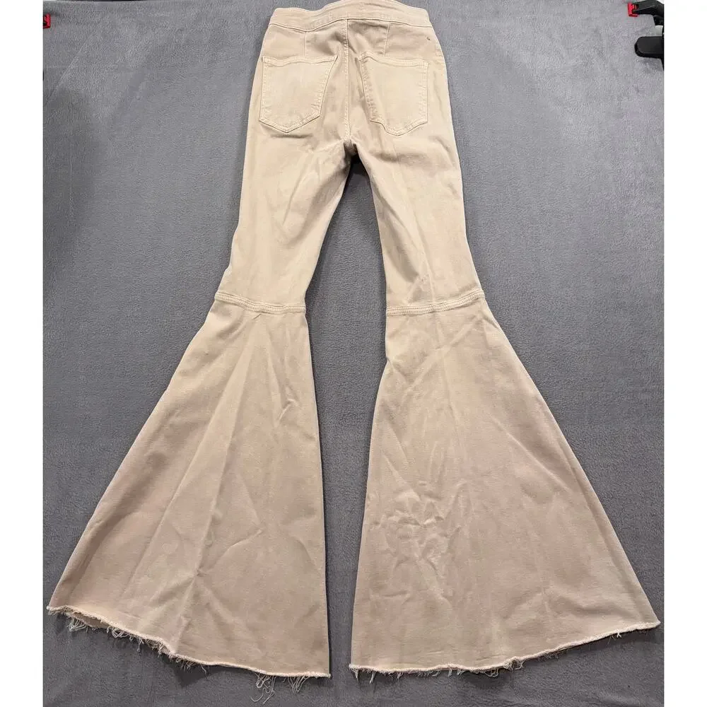 Free People Just Float On Flare Jeans 25R Beige Khaki Bell‎ Bottom Stretch